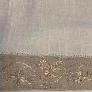 Two Sets Of Tier Curtains , Embroidered Design, Rod Pocket, Excellent Condition